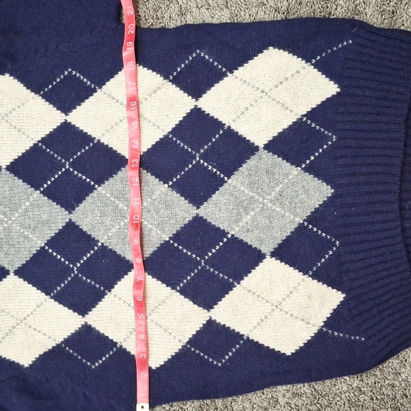 Vintage Classics Sears 100% Shetland wool Argyle sweater - M - navy blue/tan - Picture 4 of 6
